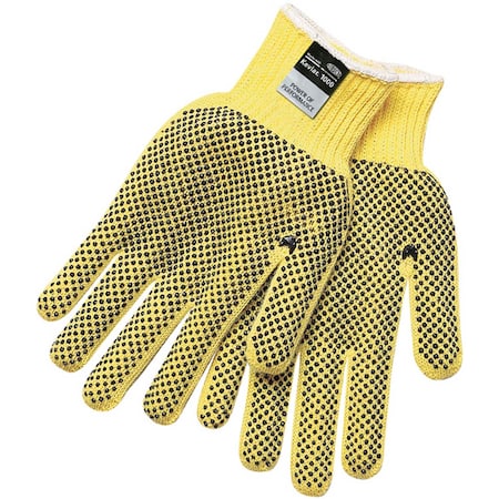 Kevlar Two-Sided PVC Dots Gloves, Yellow/Brown, Large